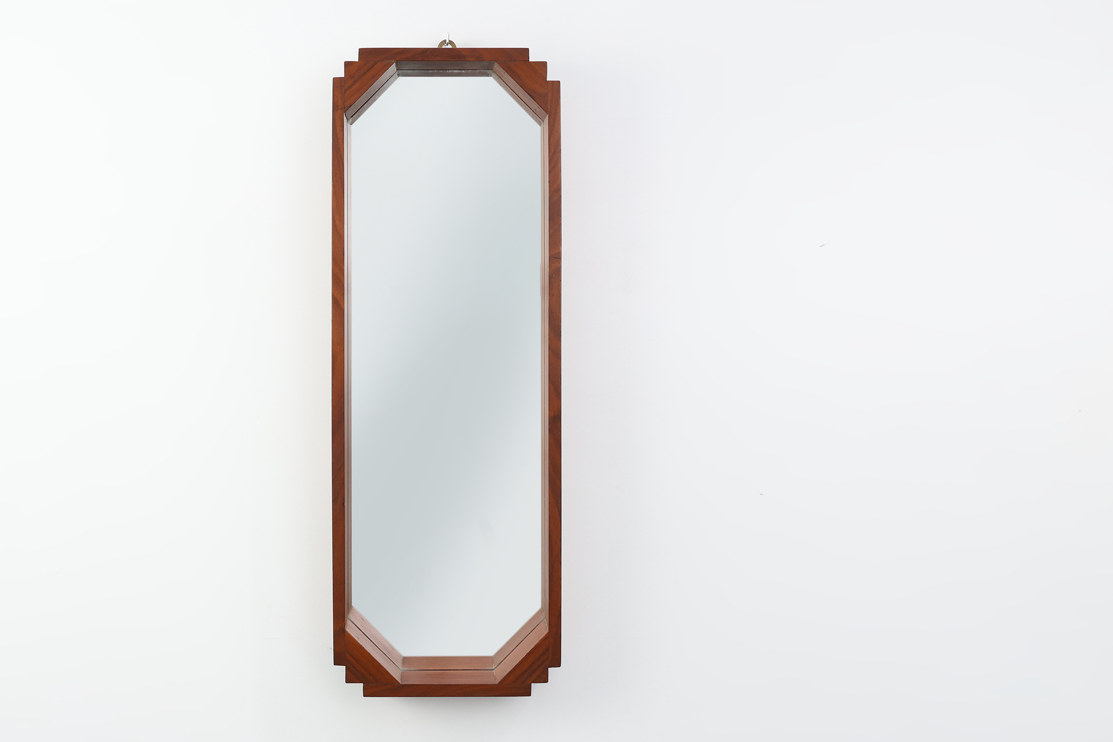 Geometric octagonal wooden Art Deco mirror, Italy ca. 1925thumbnail
